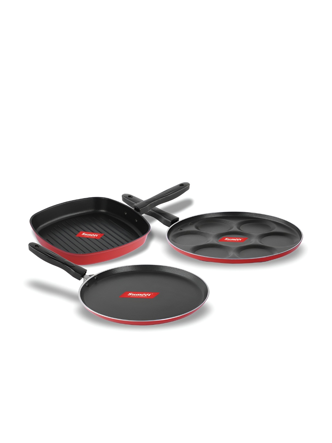 

Sumeet Red & Black Aluminium Dishwasher Safe 4Pcs Cookware Set