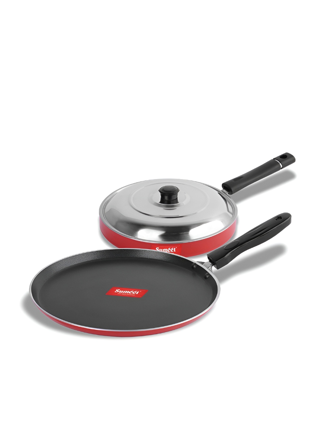 

Sumeet Redwood Red & Black 2 Pieces Aluminium Dishwasher Safe Non Stick Cookware Set