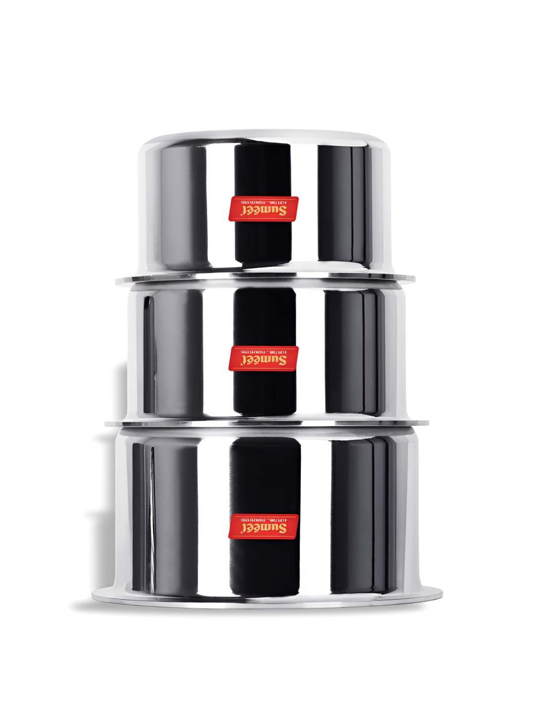 

Sumeet Silver-Toned 3 Pieces Thick Aluminium Tope Dishwasher Safe Cookware Set