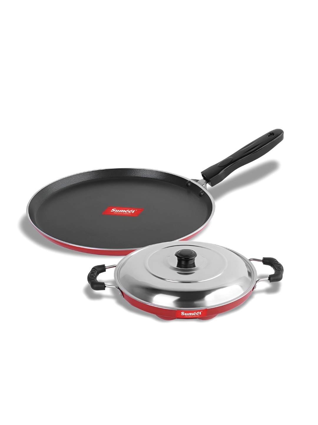 

Sumeet Red & Black 3 Pieces Aluminium Dishwasher Safe Cookware Set