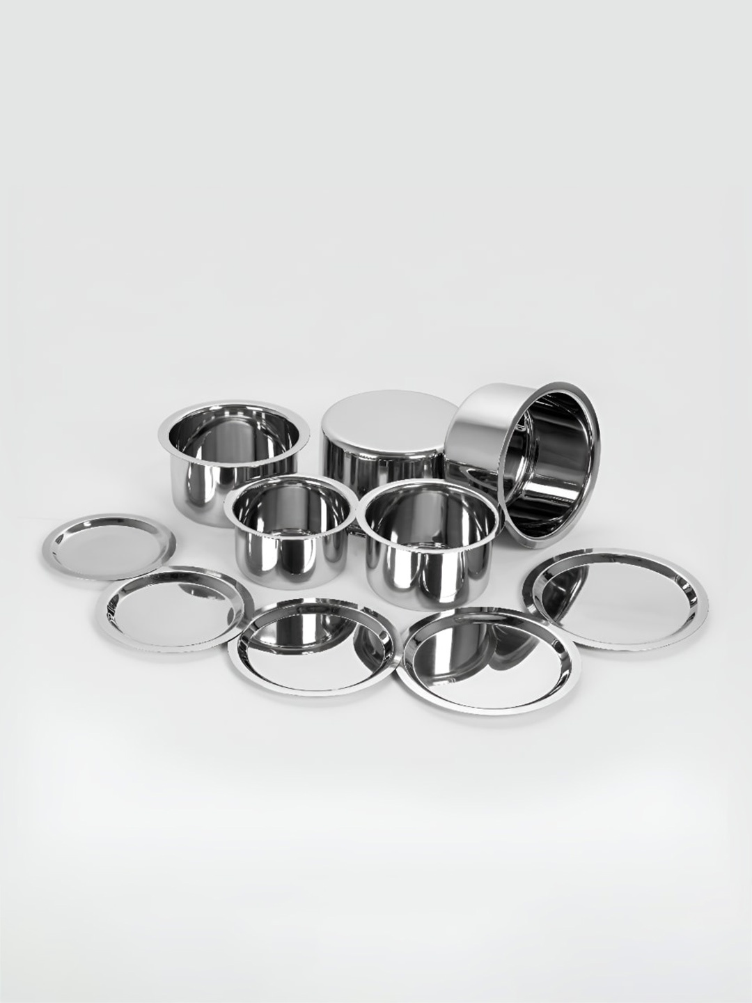 

Sumeet 5 Pieces Stainless Steel Dishwasher Safe Cookware Set With Lids, Silver