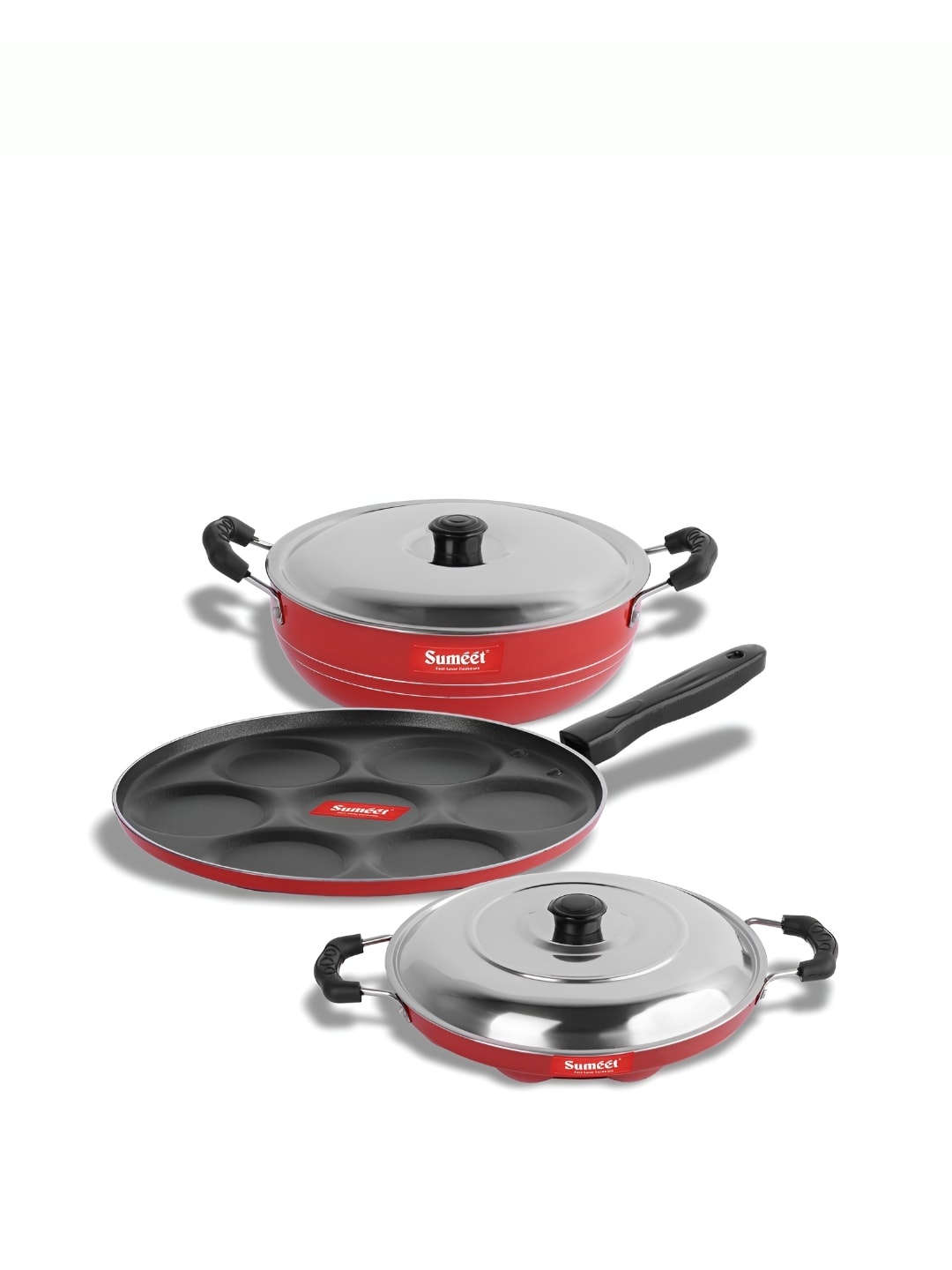

Sumeet Red & Black Aluminium Dishwasher Safe Cookware Set