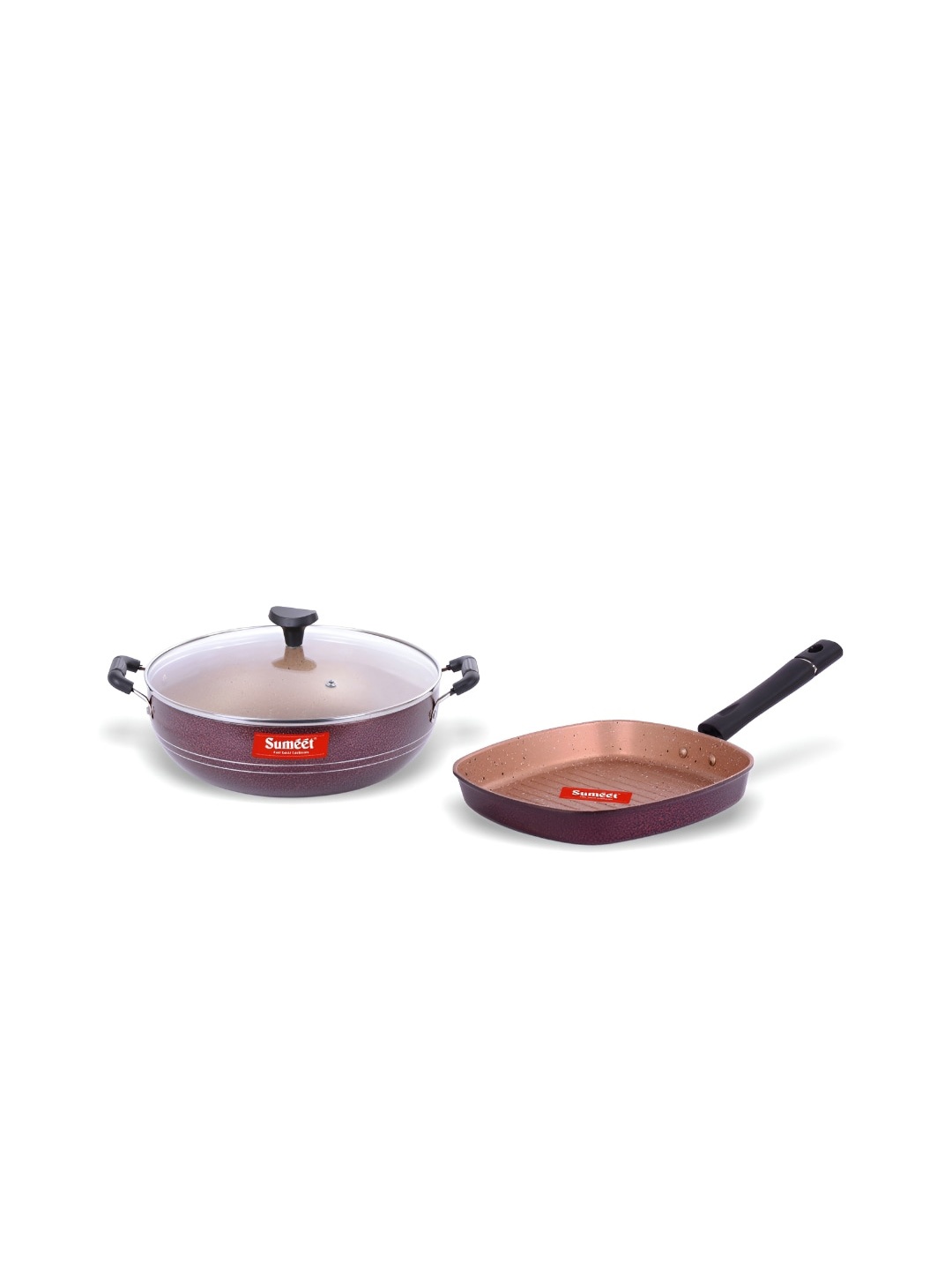 

Sumeet Peach & Black 2 Pieces Aluminium Dishwasher Safe Cookware Set