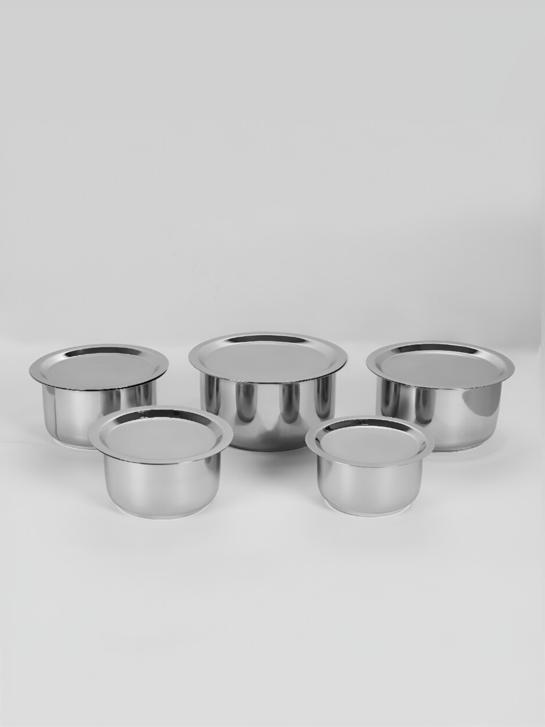 

Sumeet Stainless Steel 5 Pieces Induction & Gas Stove Friendly Cookware Set, Silver