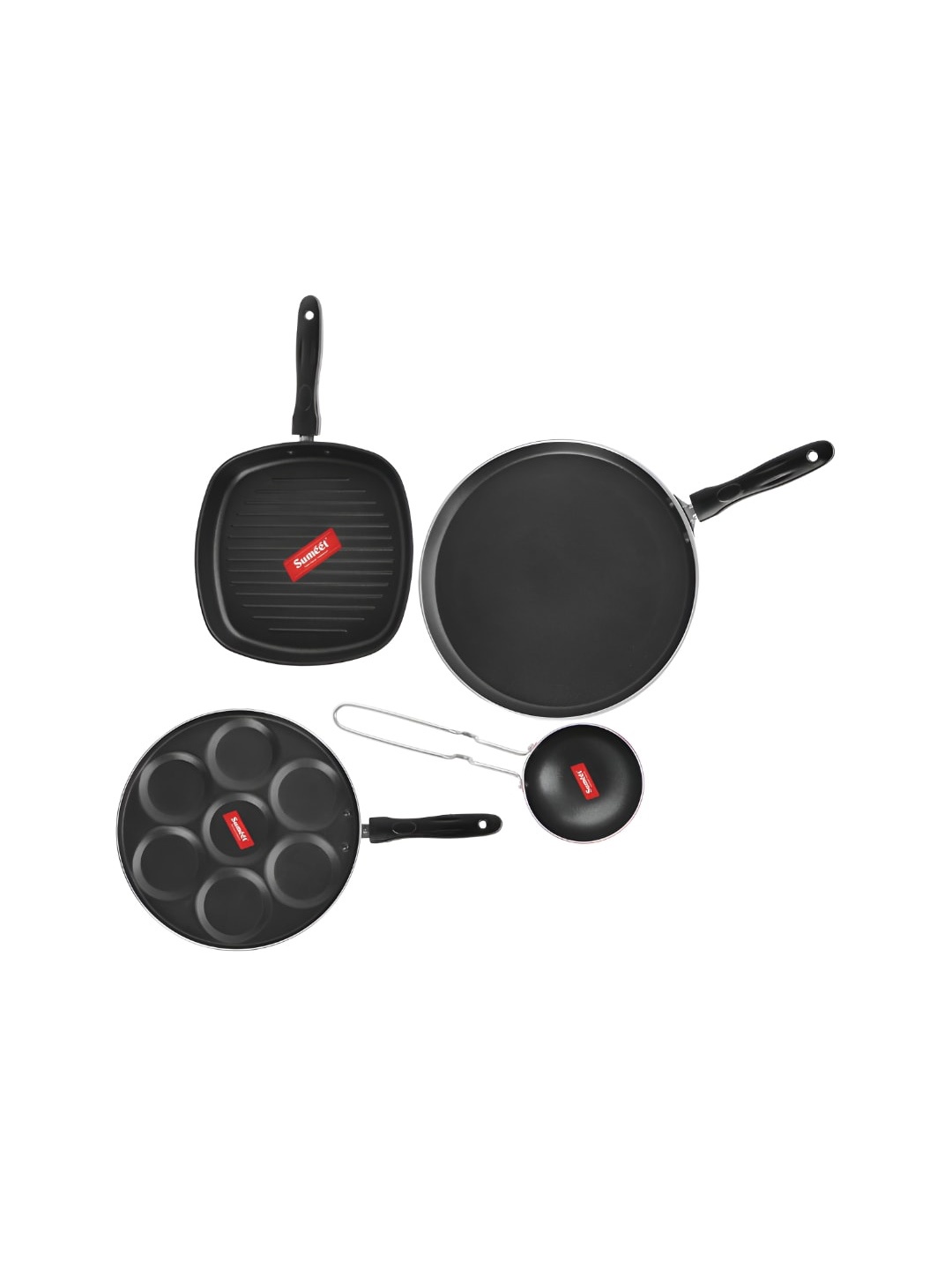 

Sumeet Red & Black Aluminium Dishwasher Safe Cookware Set