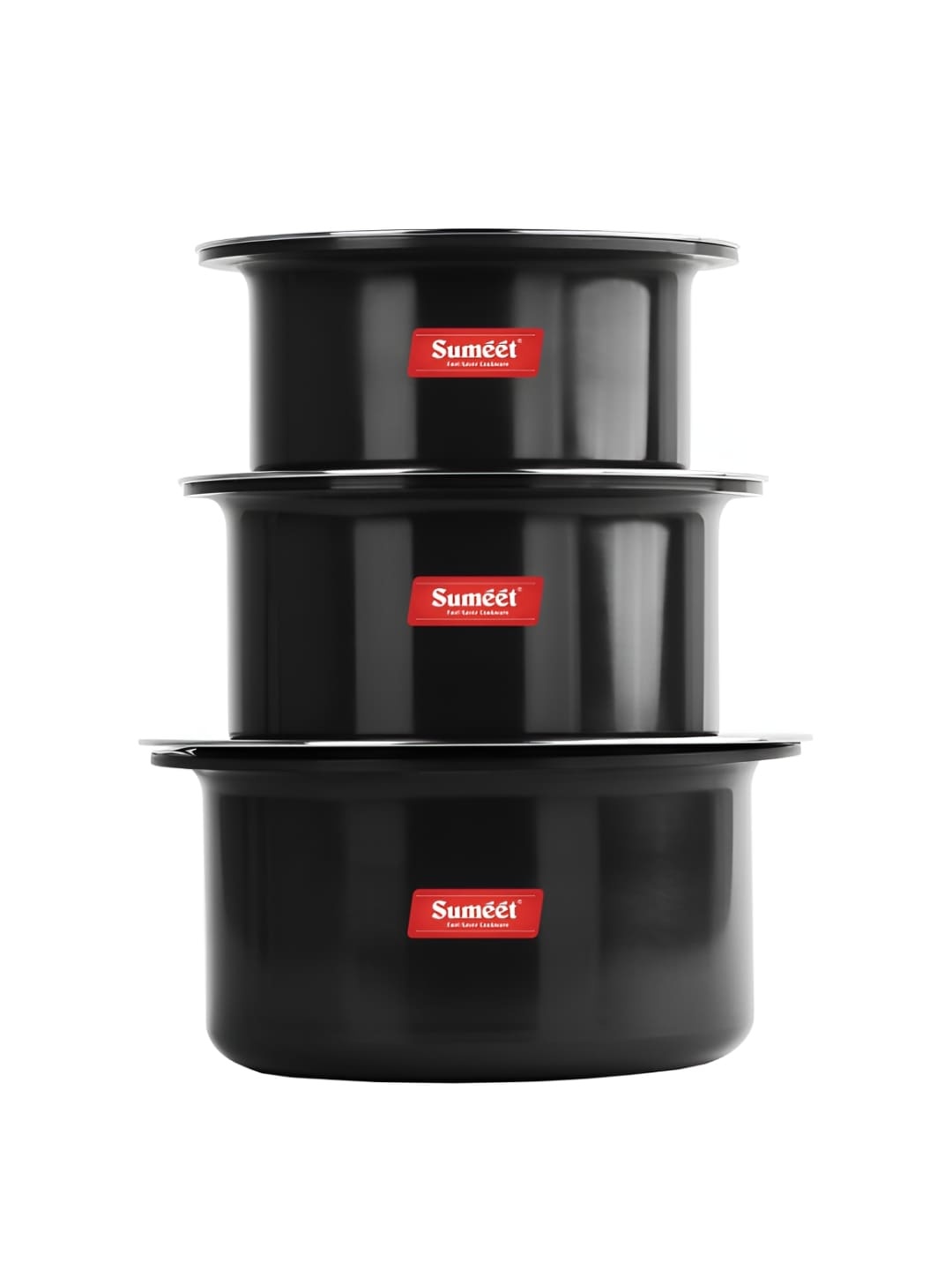 

Sumeet Black 6 Pieces Stainless Steel Dishwasher Safe Tope Cookware Set