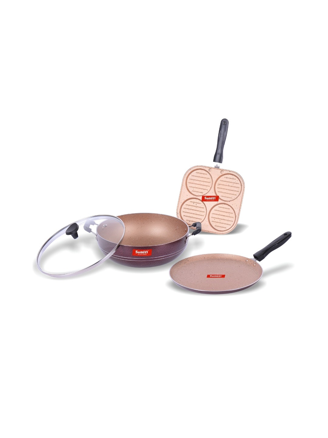 

Sumeet Revantio Peach & Purple 3 Pieces Aluminium Dishwasher Safe Cookware Set