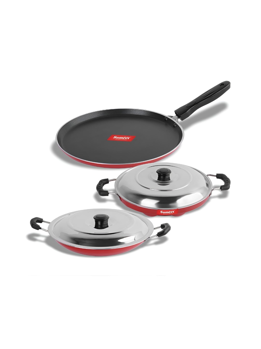 

Sumeet Red Aluminium 5 Pieces Dishwasher Safe Cookware Set