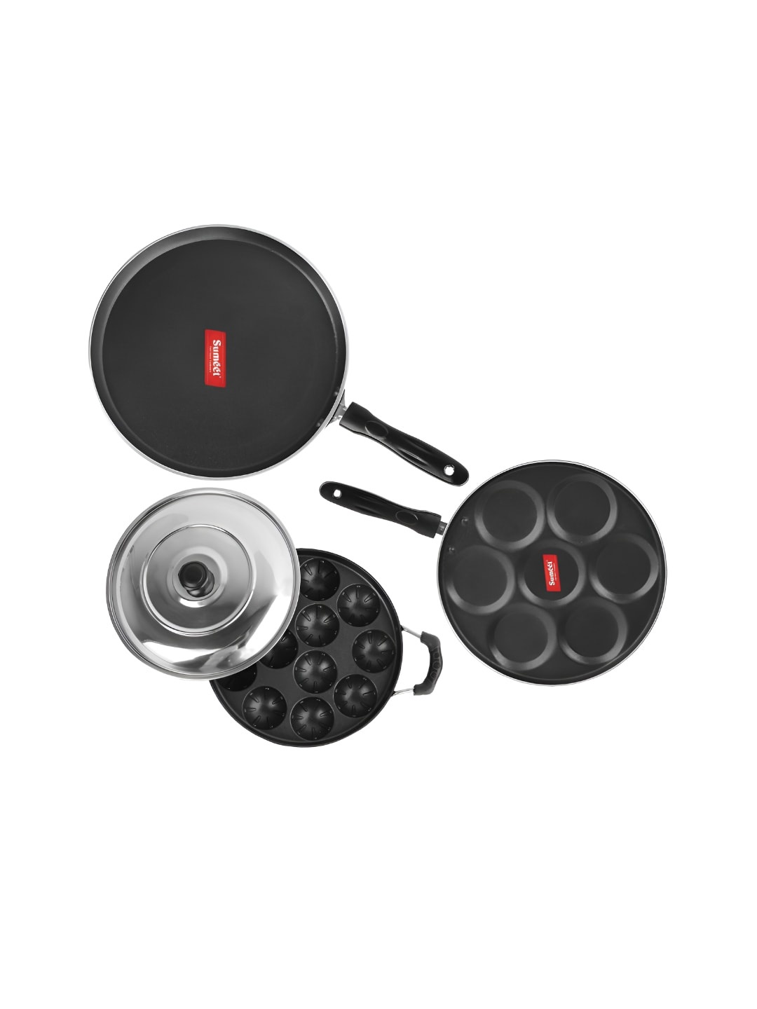 

Sumeet Red 4 Pieces Aluminium Dishwasher Safe Cookware Set