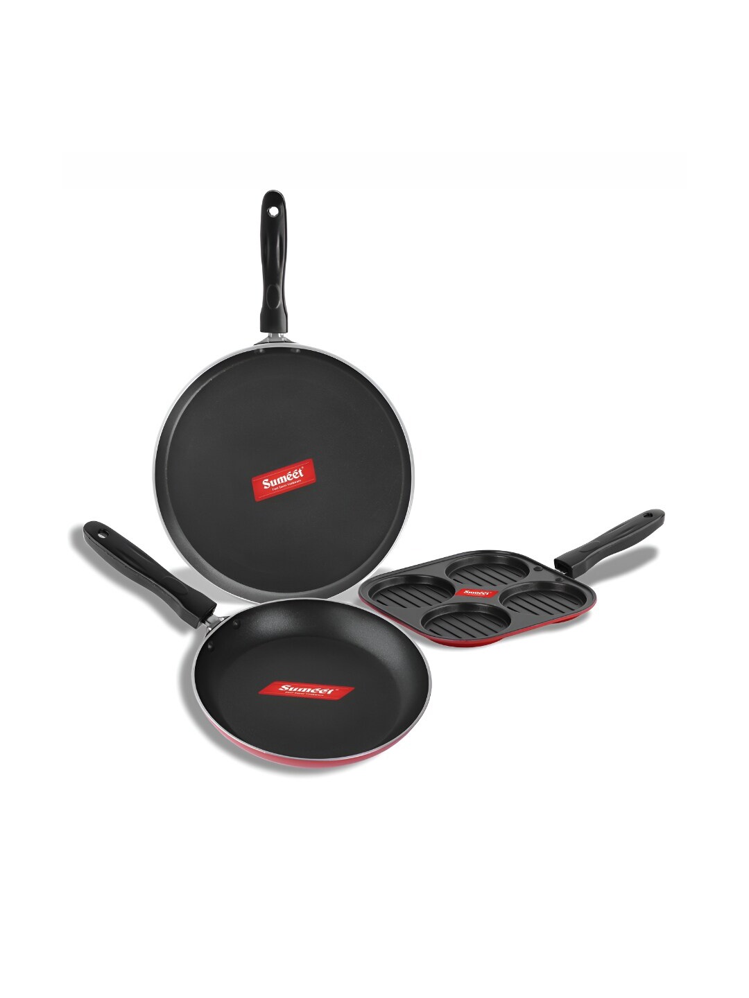 

Sumeet Gilroy Red 3 Pieces Aluminium Non Stick Cookware Set