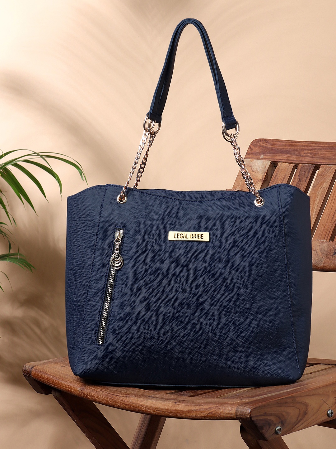 

LEGAL BRIBE Textured Structured Shoulder Bag, Blue