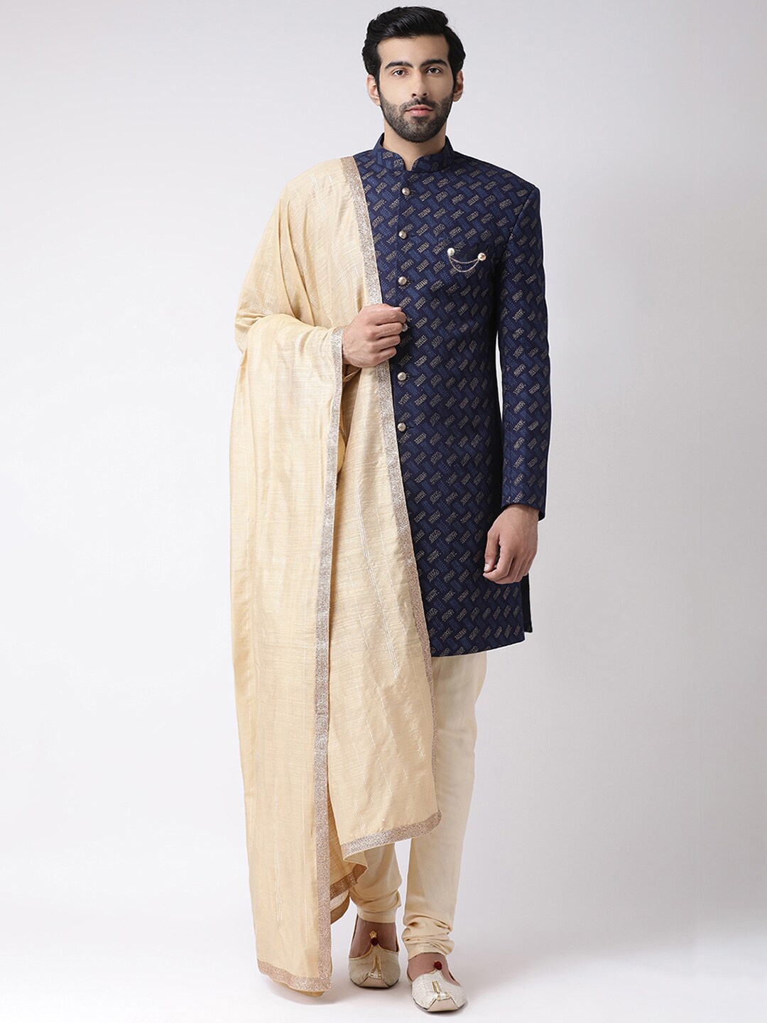 

KISAH Men Checked Dupatta, Gold