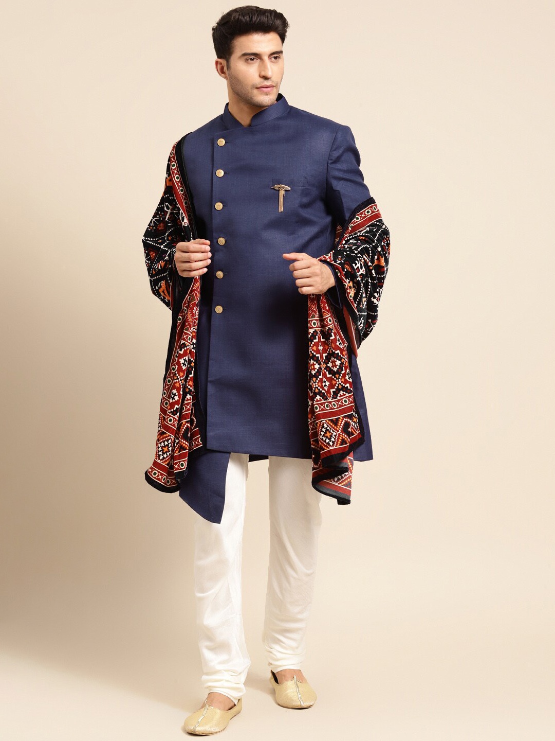 

KISAH Ethnic Motifs Printed Velvet Dupatta, Red