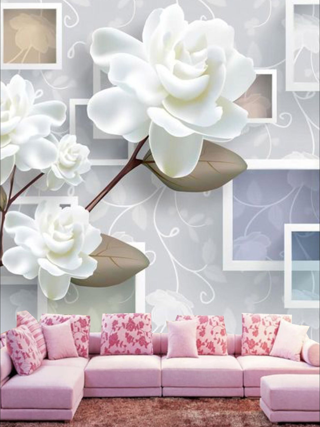 

KSHIRSA White & Blue Floral Printed Self Adhesive Removable Wallpaper
