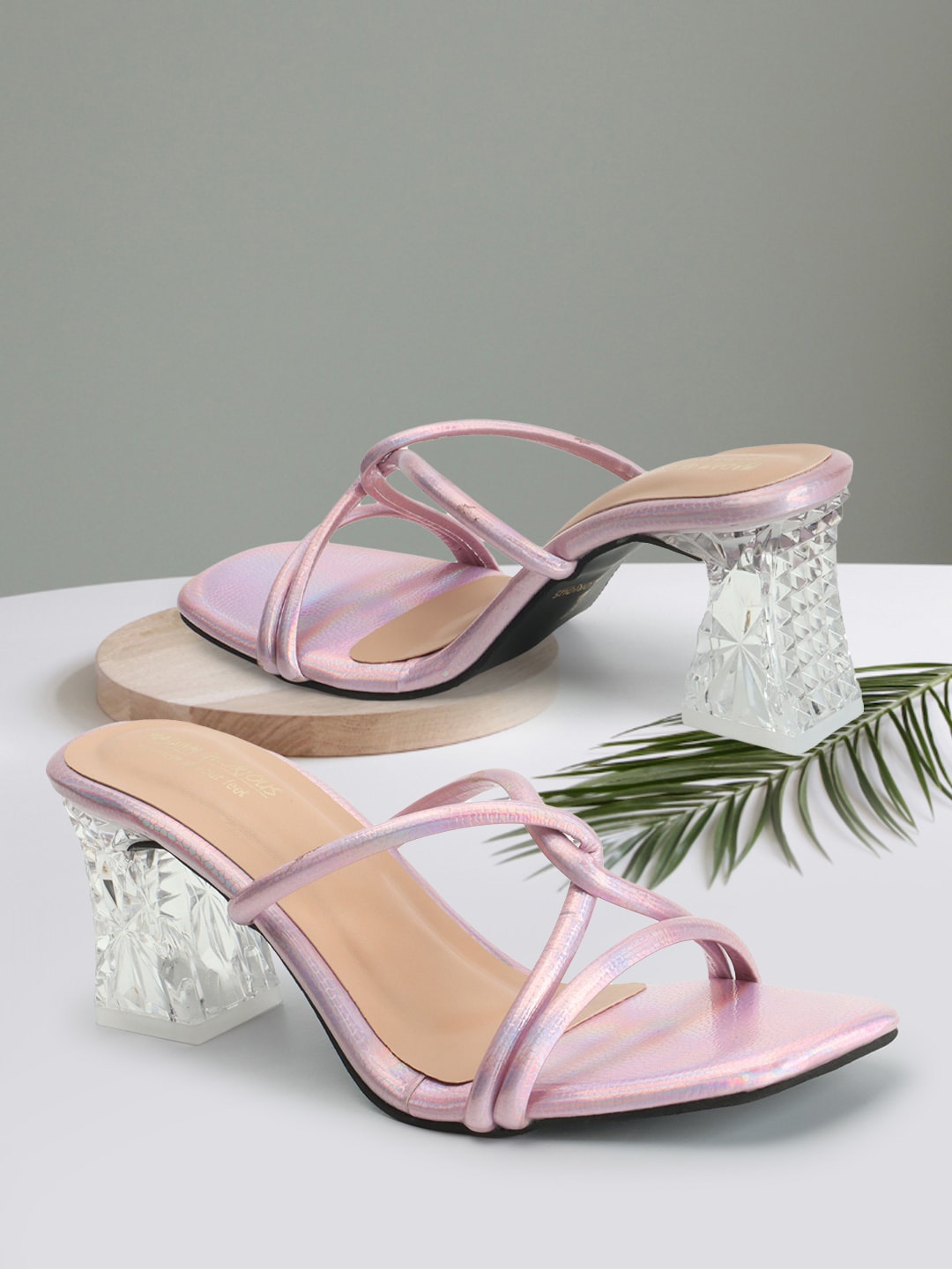 

madam glorious Open Toe Party Block Pumps, Pink