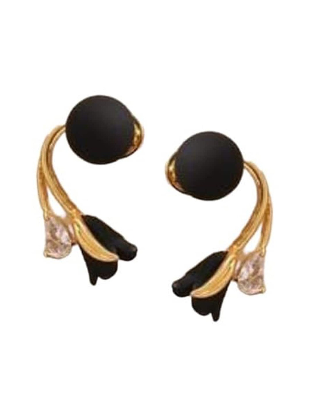 

Krelin Gold-Plated Floral Jackets Studs Earrings, Black