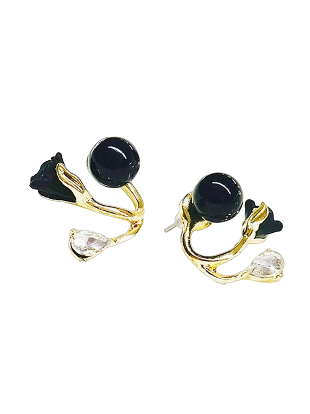 

Krelin Gold-Plated Floral Jackets Studs Earrings, Black