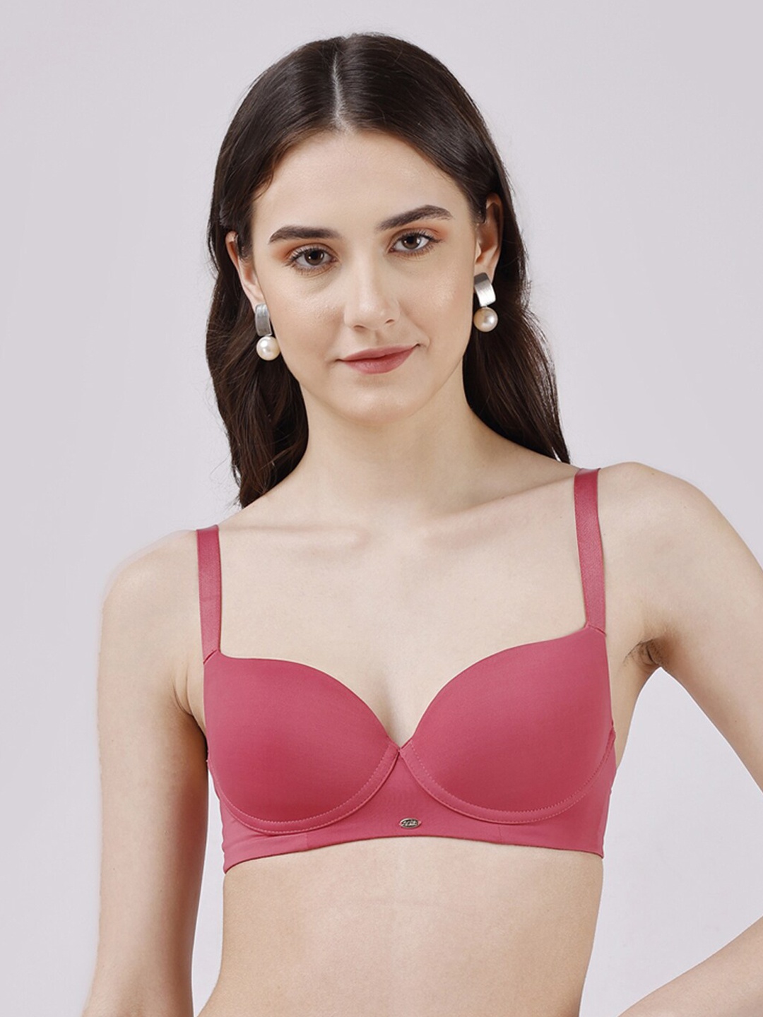 

SOIE Women Medium Coverage Padded Non-Wired T-shirt Bra with All Day Comfort, Pink