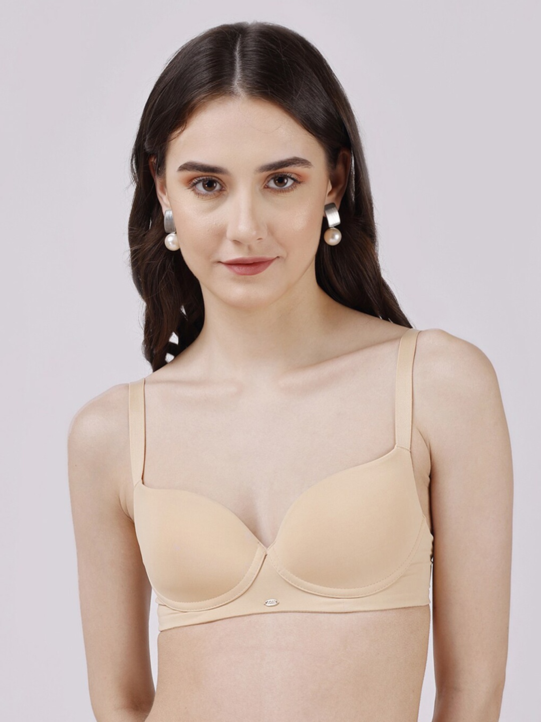 

SOIE Women Semi-Medium Coverage Padded Non-Wired T-shirt Bra, Beige