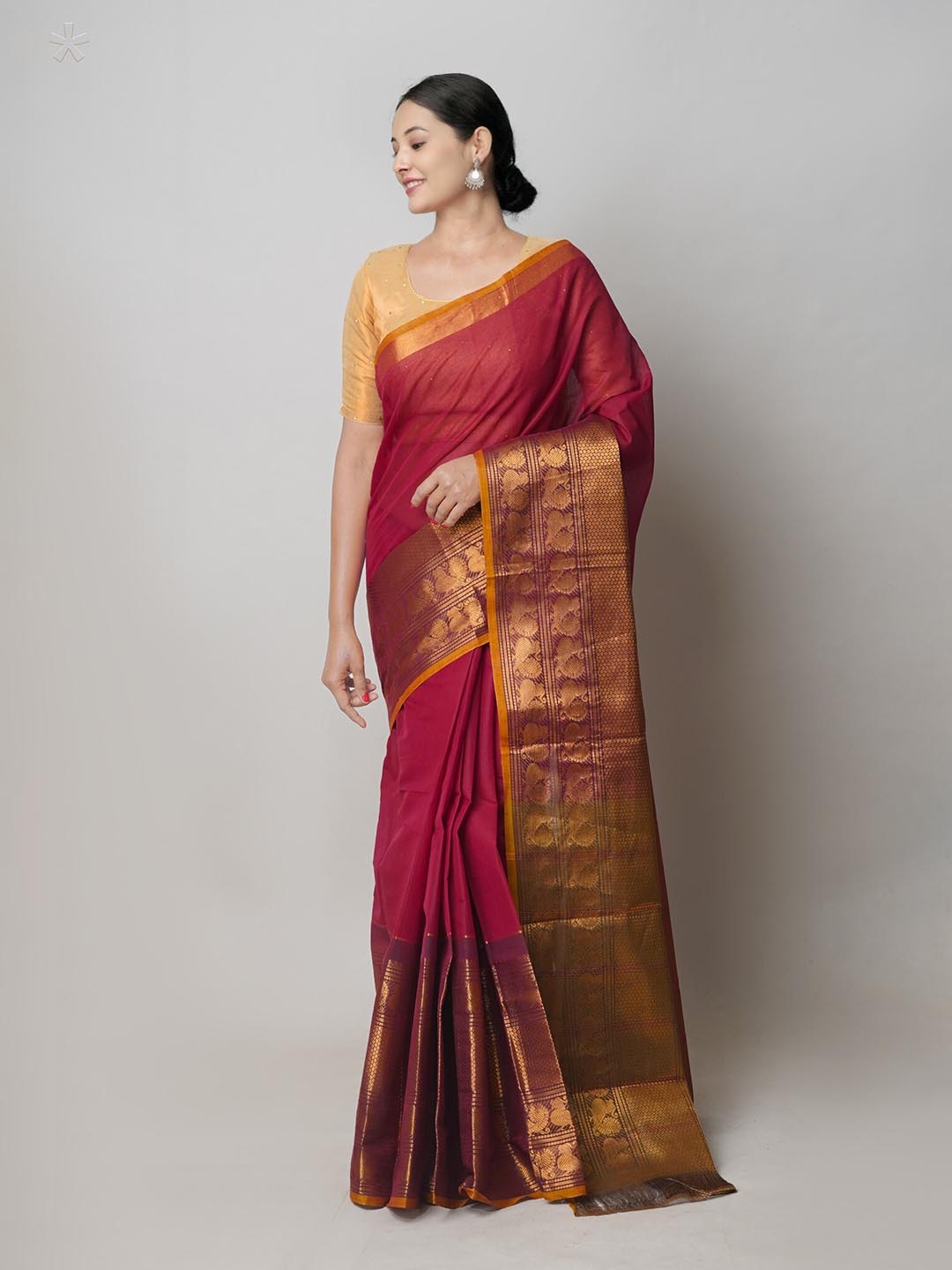 

Unnati Silks Handloom Pure Cotton Narayan Peth Saree, Maroon