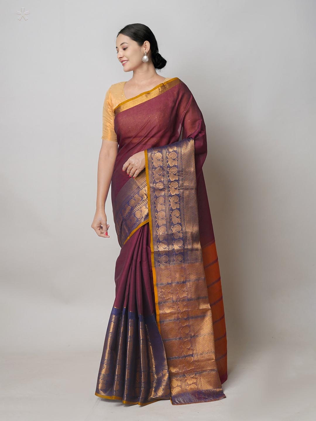 

Unnati Silks Pure Cotton Narayan Peth Saree, Maroon