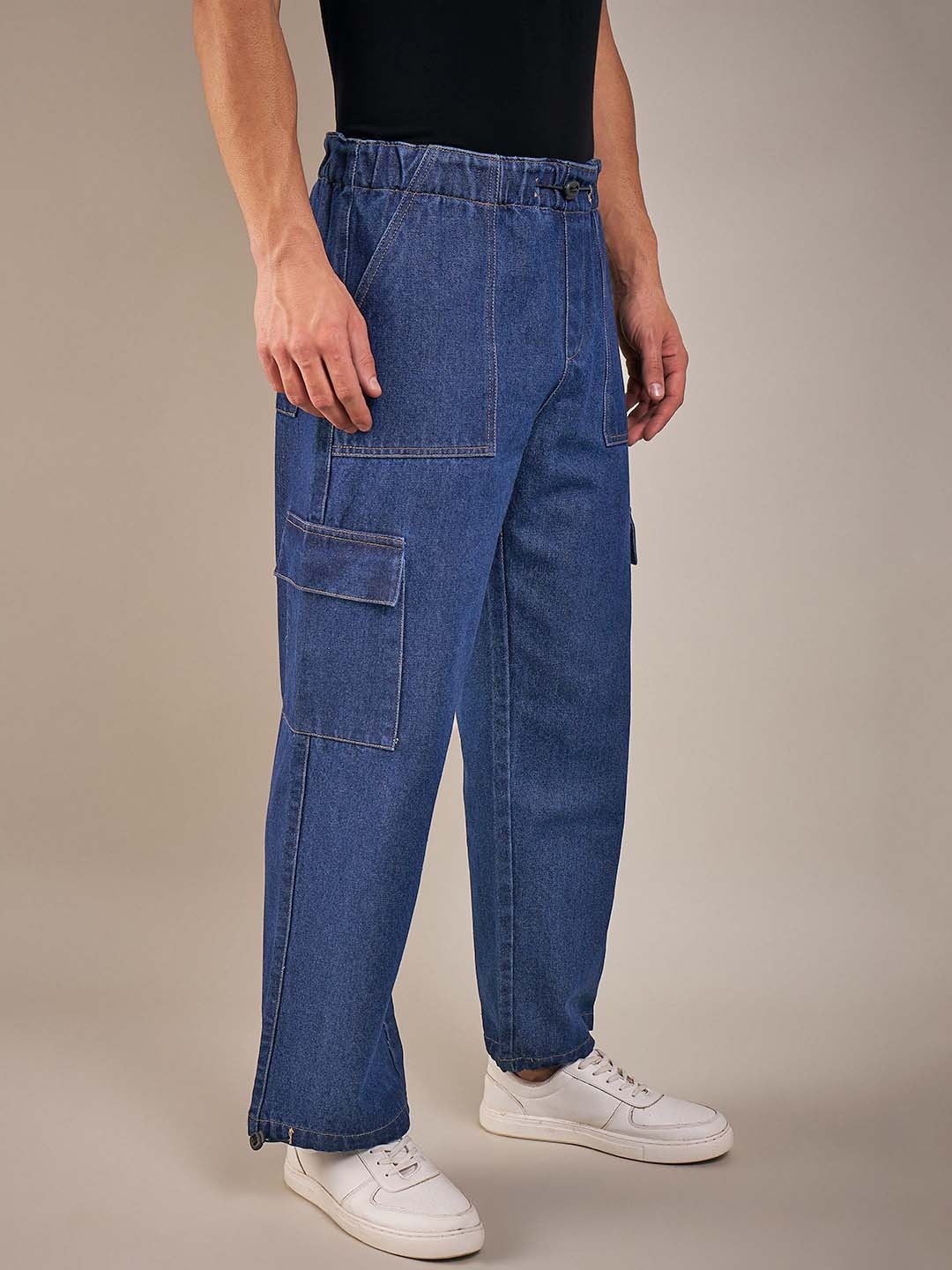 

The Roadster Lifestyle Co. Men Relax Mid-Rise Stretchable Cargo Jeans, Blue