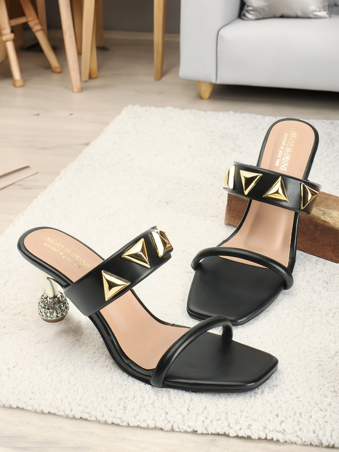 

madam glorious Square Toe Stiletto Heels, Black