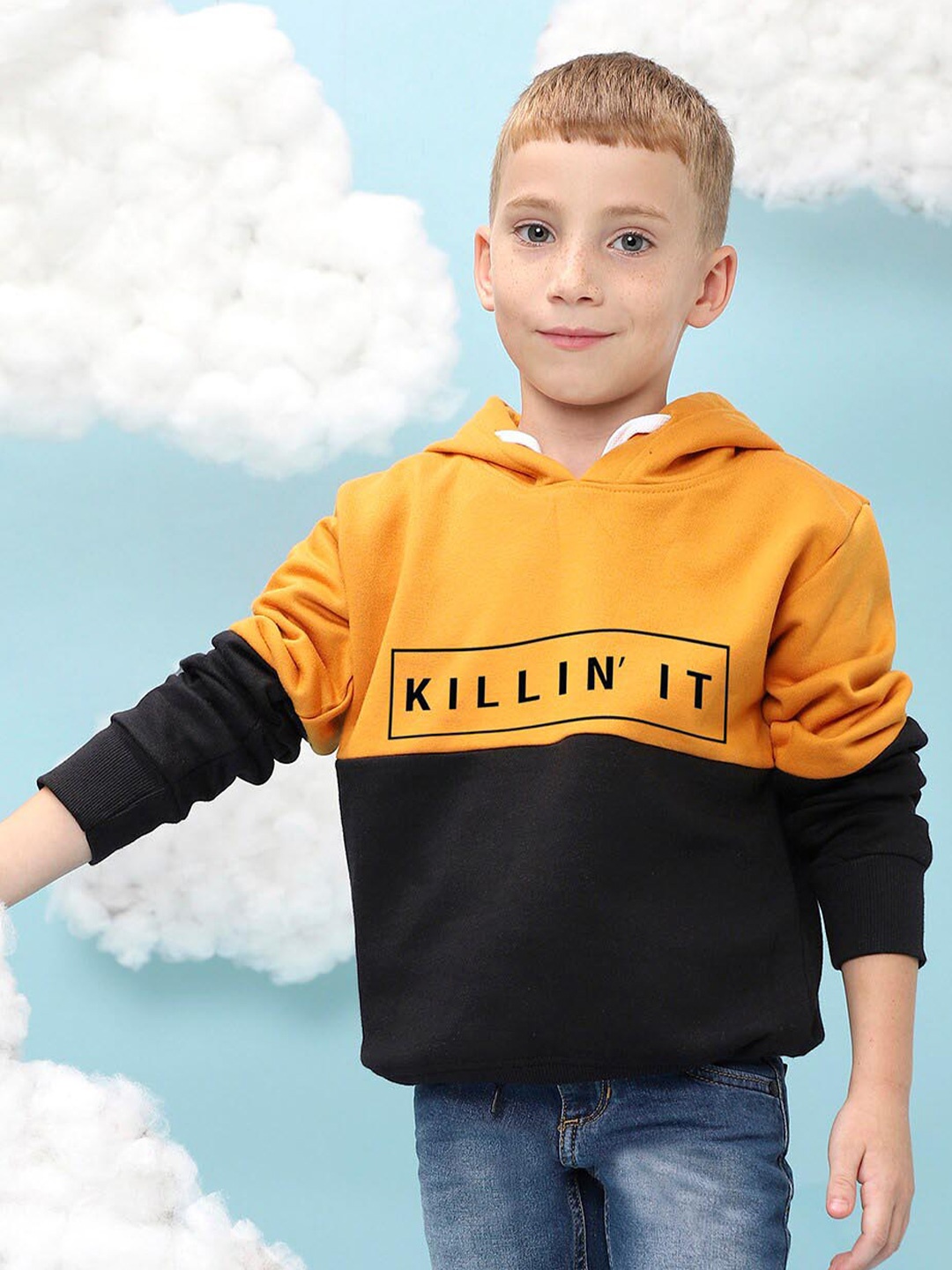 

Instafab Boys Colourblocked Hooded Cotton Sweatshirt, Multi