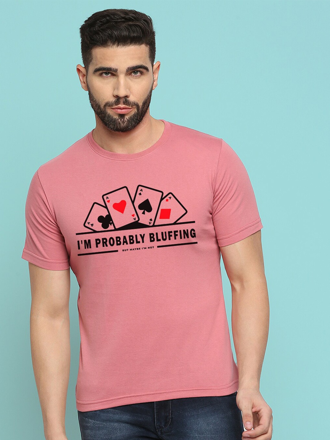 

MOD ECRU Unisex Graphic Printed Cotton T-shirt, Pink