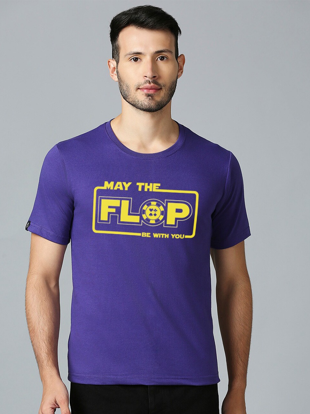 

MOD ECRU Typography Printed Cotton T-shirt, Purple