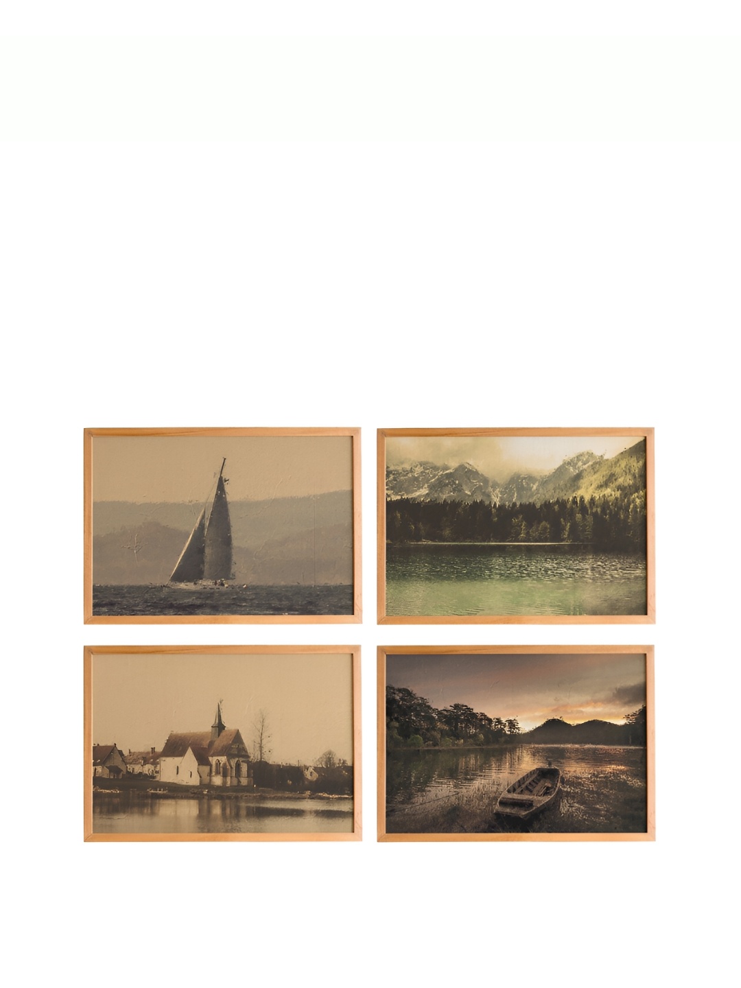 

Cadore Gifts Beige 4 Pieces Painting Synthetic Wooden Wall Arts
