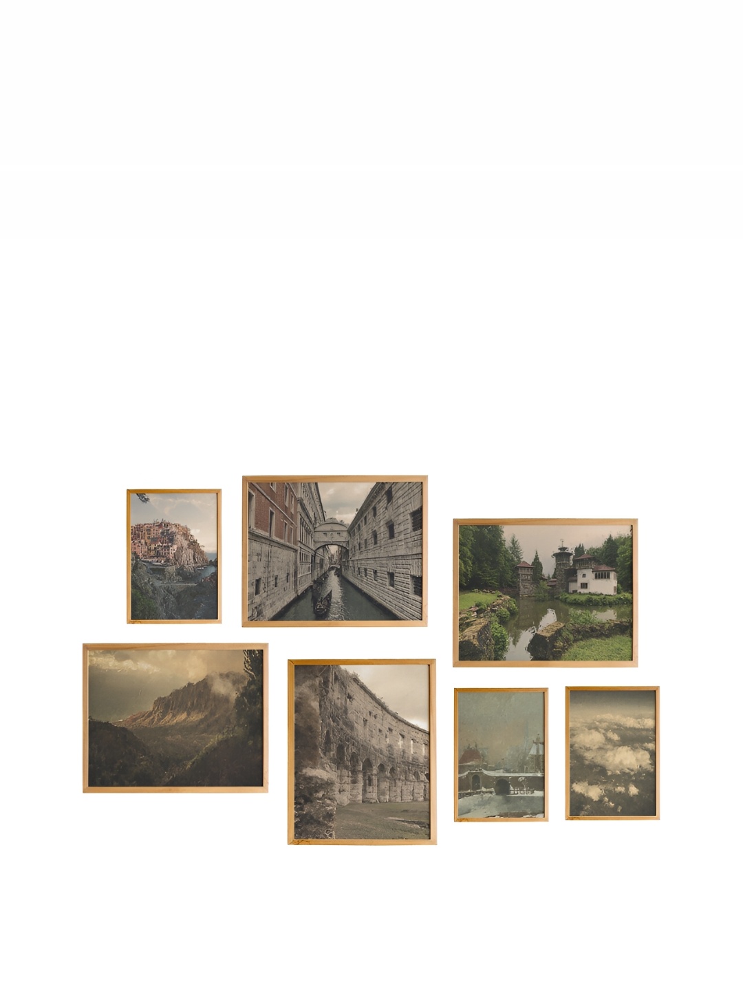 Cadore Gifts Beige 6 Pieces Synthetic Wooden Wall Paintings