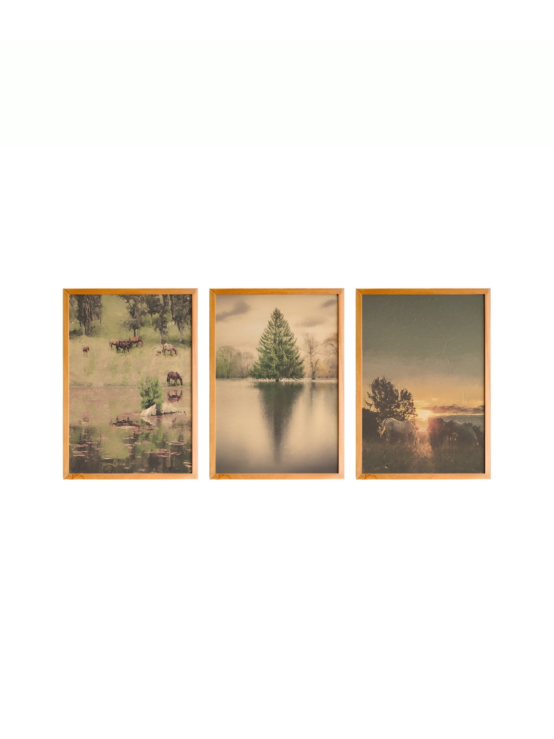 

Cadore Gifts Beige 3 Pieces Synthetic Wood Vintage Wall Arts