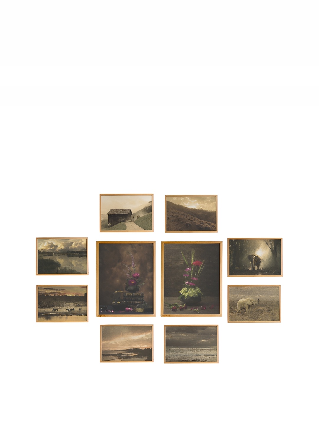 

Cadore Gifts Beige & Green 10 Pieces Vintages Canvas Painting Wall Art