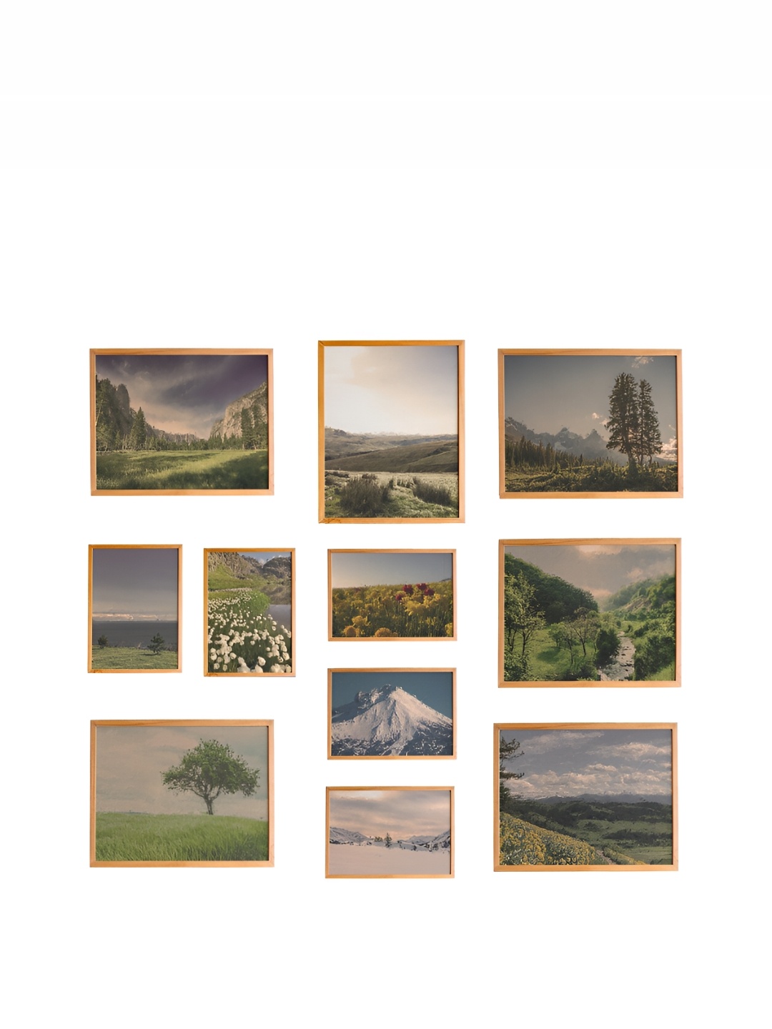 

Cadore Gifts Beige & Green 11 Pieces Wood Vintage Painting Wall Arts
