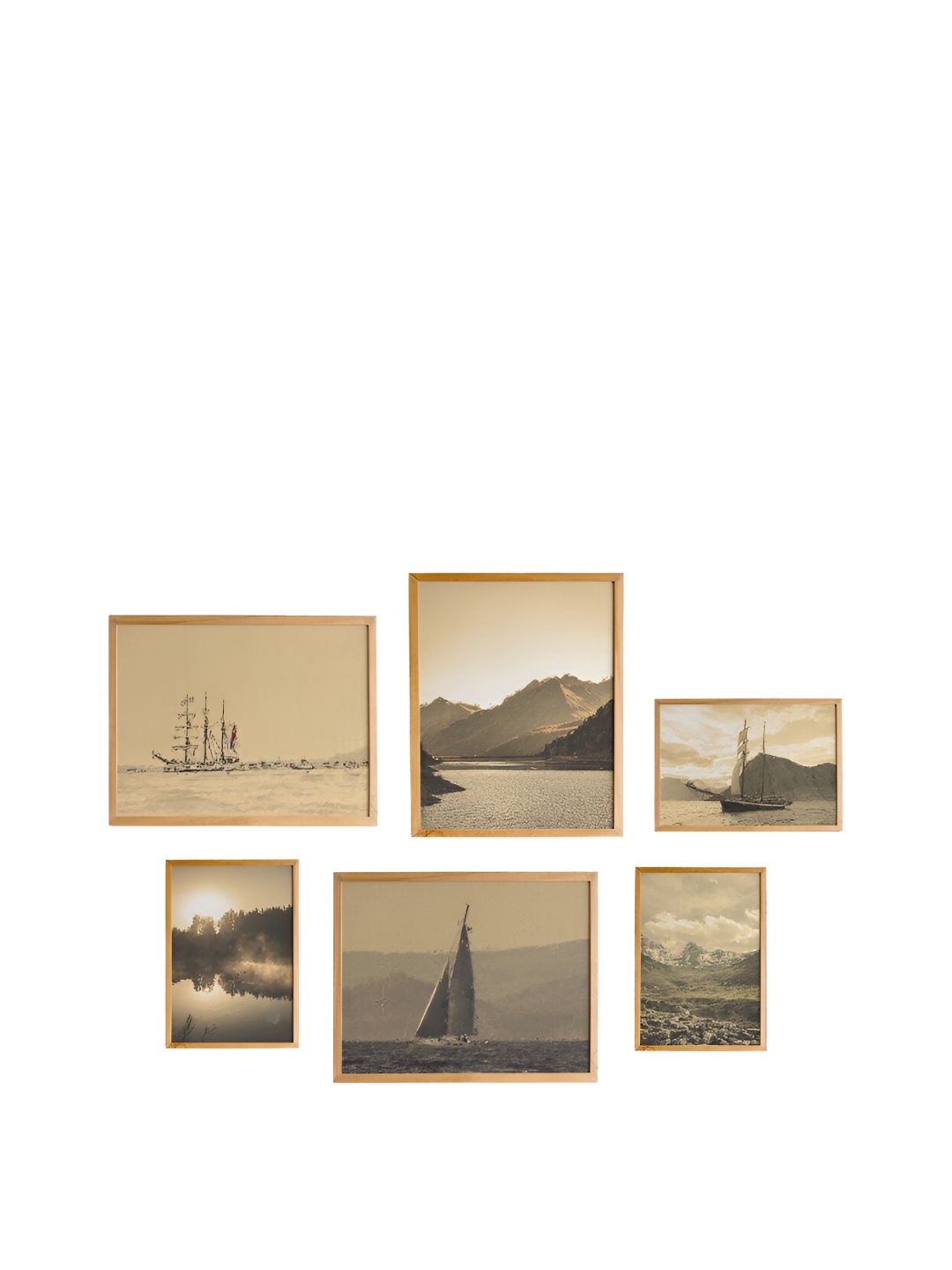 

Cadore Gifts Beige 6 Pieces Wooden Vintage Paintings Wall Art