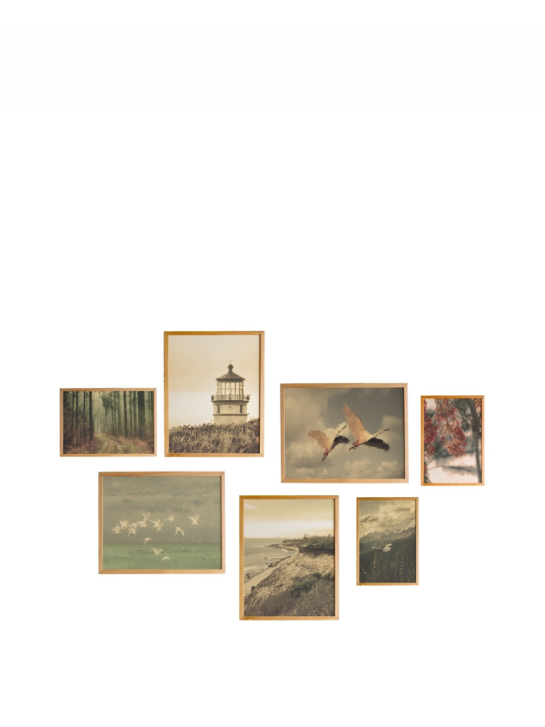 

Cadore Gifts Beige & Blue 7 Pieces Vintages Canvas Painting Wall Art