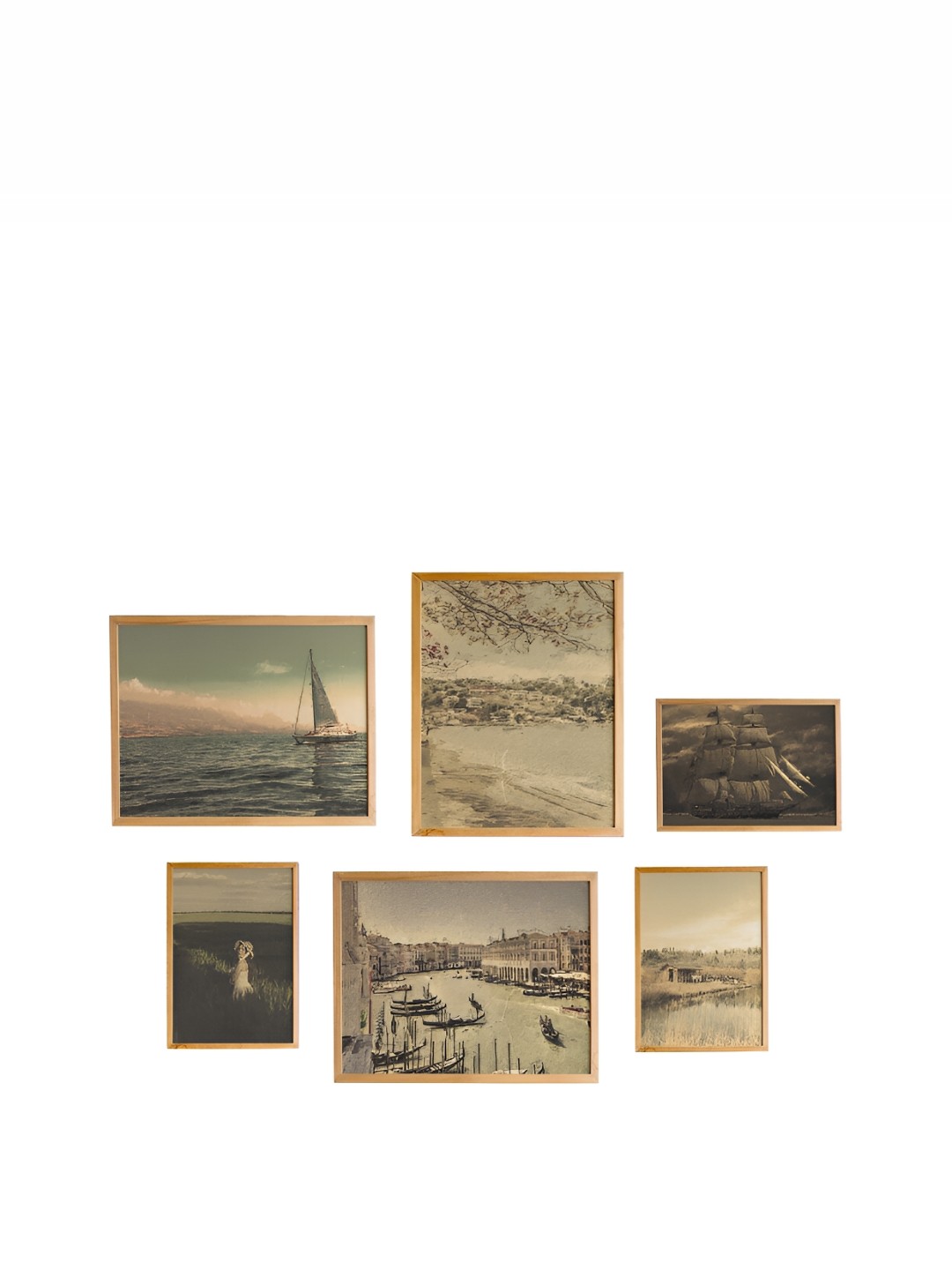 

Cadore Gifts Beige & Green 6 Pieces Vintage Nature Acrylic Glass Paintaing Wall Art