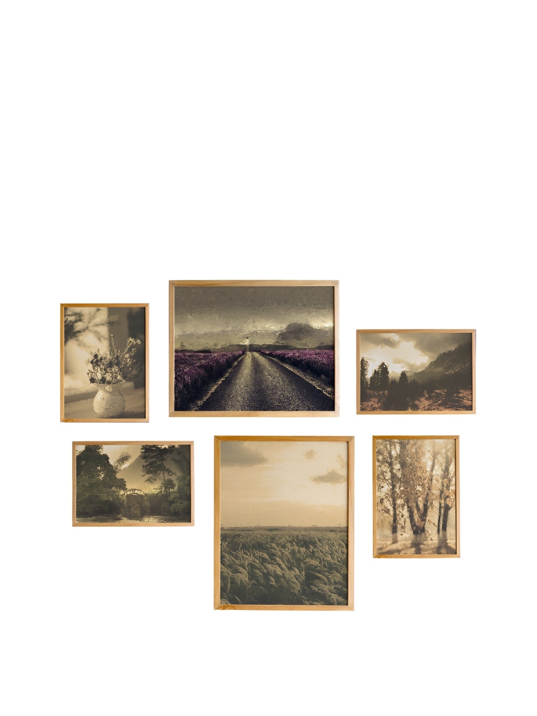 

Cadore Gifts Beige 6 Pieces Synthetic Wood Vintage Wall Arts