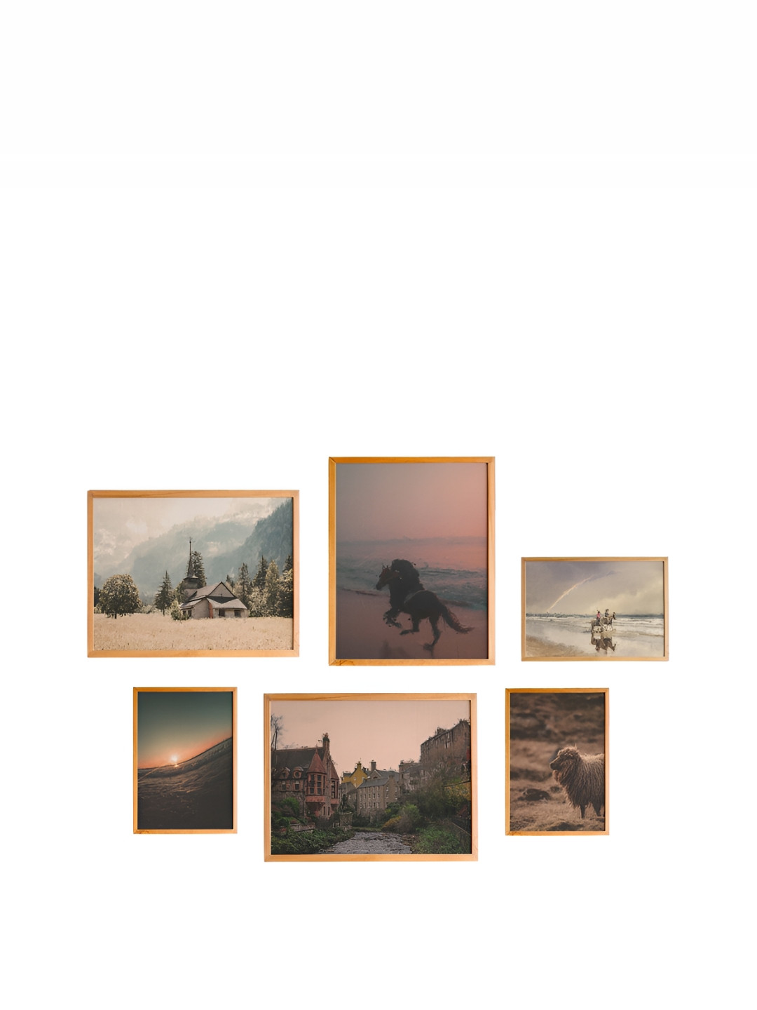 

Cadore Gifts Beige & Green 6 Pieces Vintage Nature Engineered Wooden Painting Wall Art