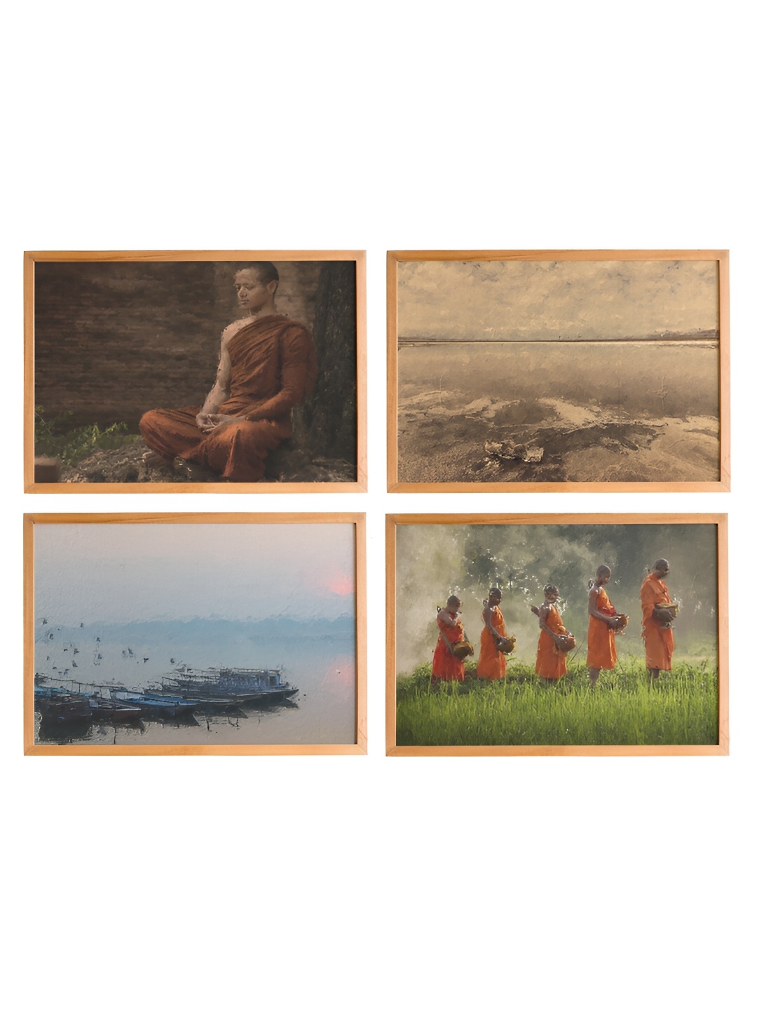 

Cadore Gifts Beige 4 Piece Synthetic Wooden Painting Wall Art