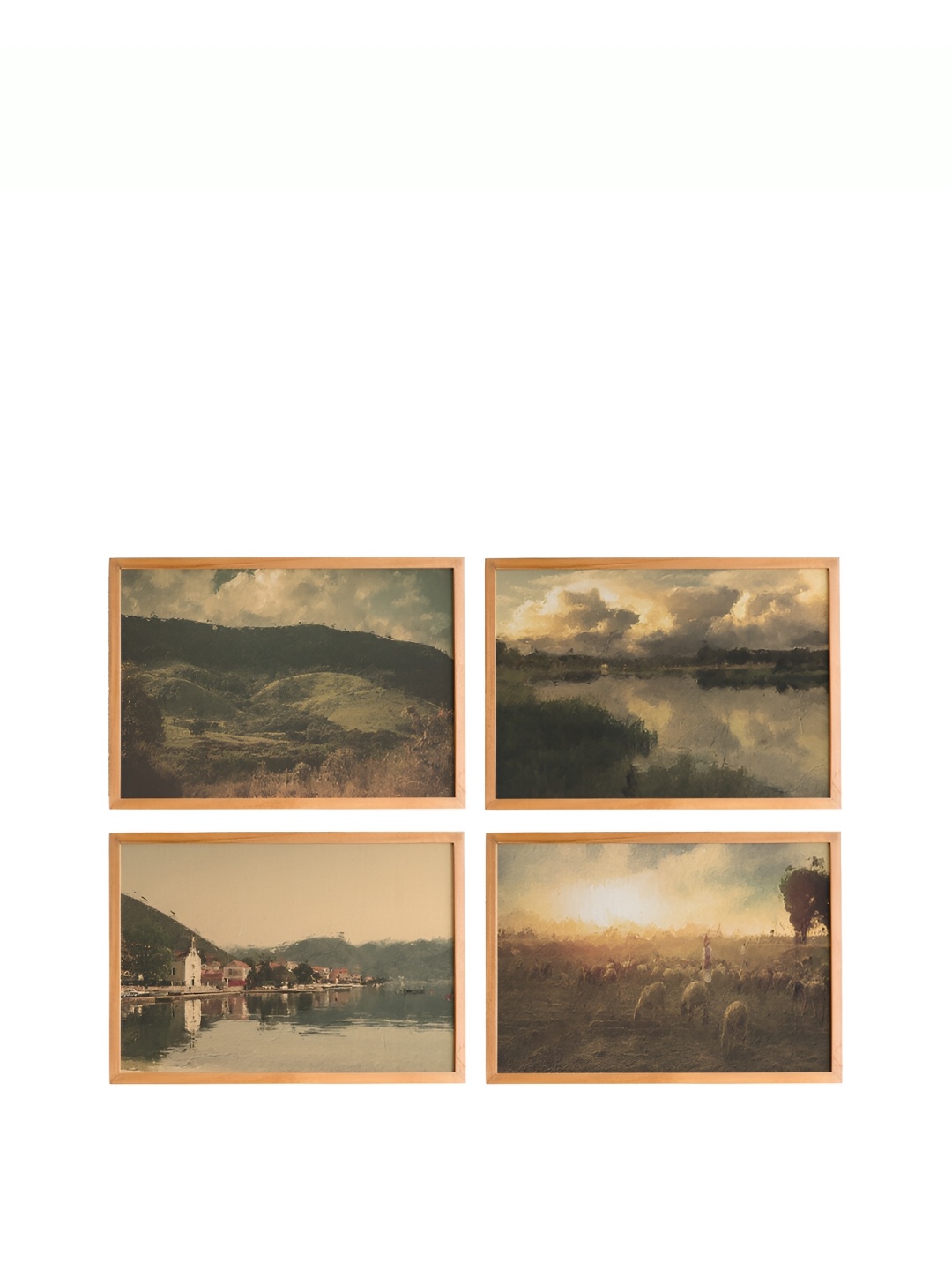 

Cadore Gifts Beige 4 Piece Synthetic Wooden Paintings Wall Art