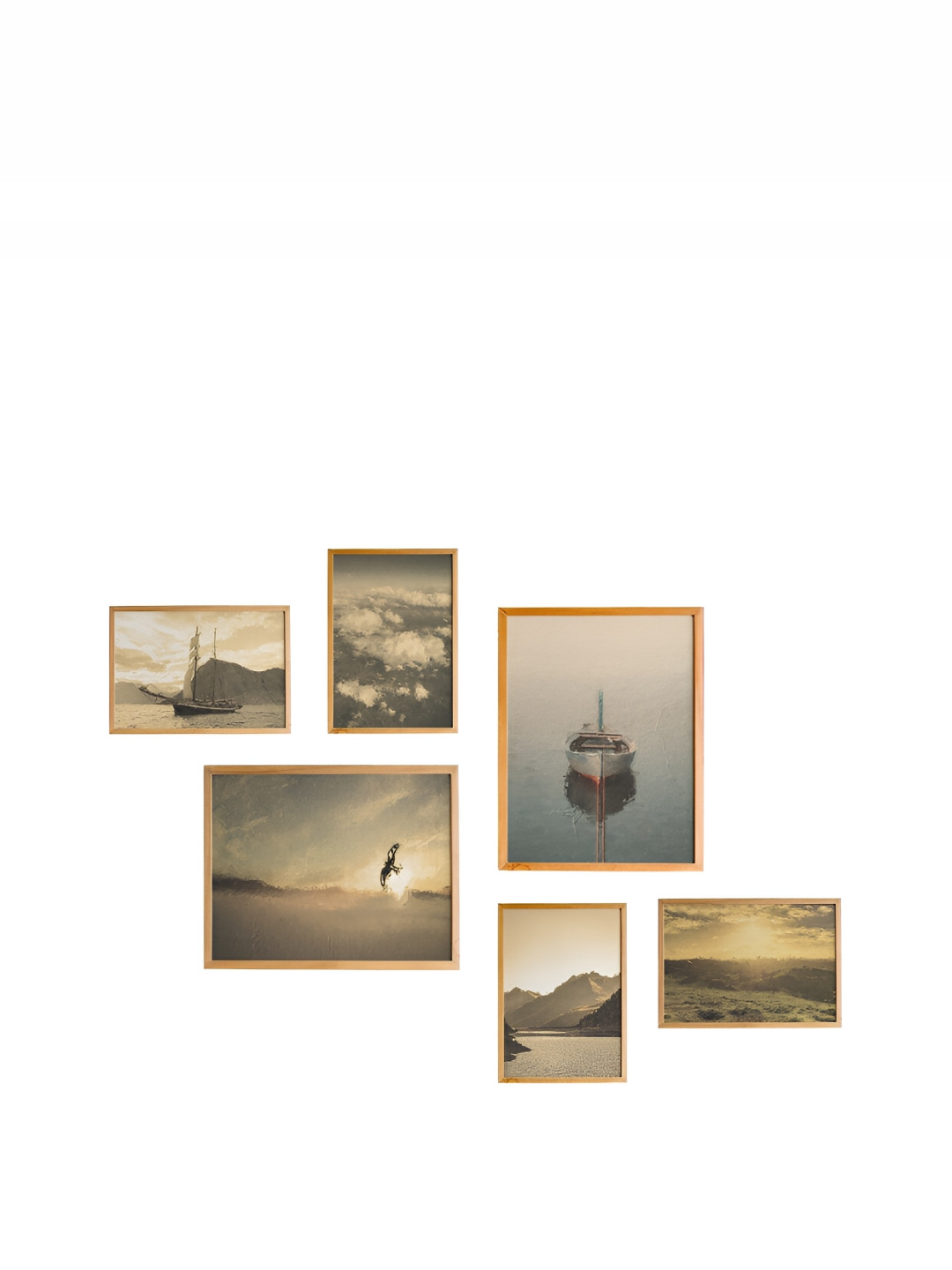 

Cadore Gifts Vintage Beige 6 Pieces Wooden Nature Paintings Wall Art