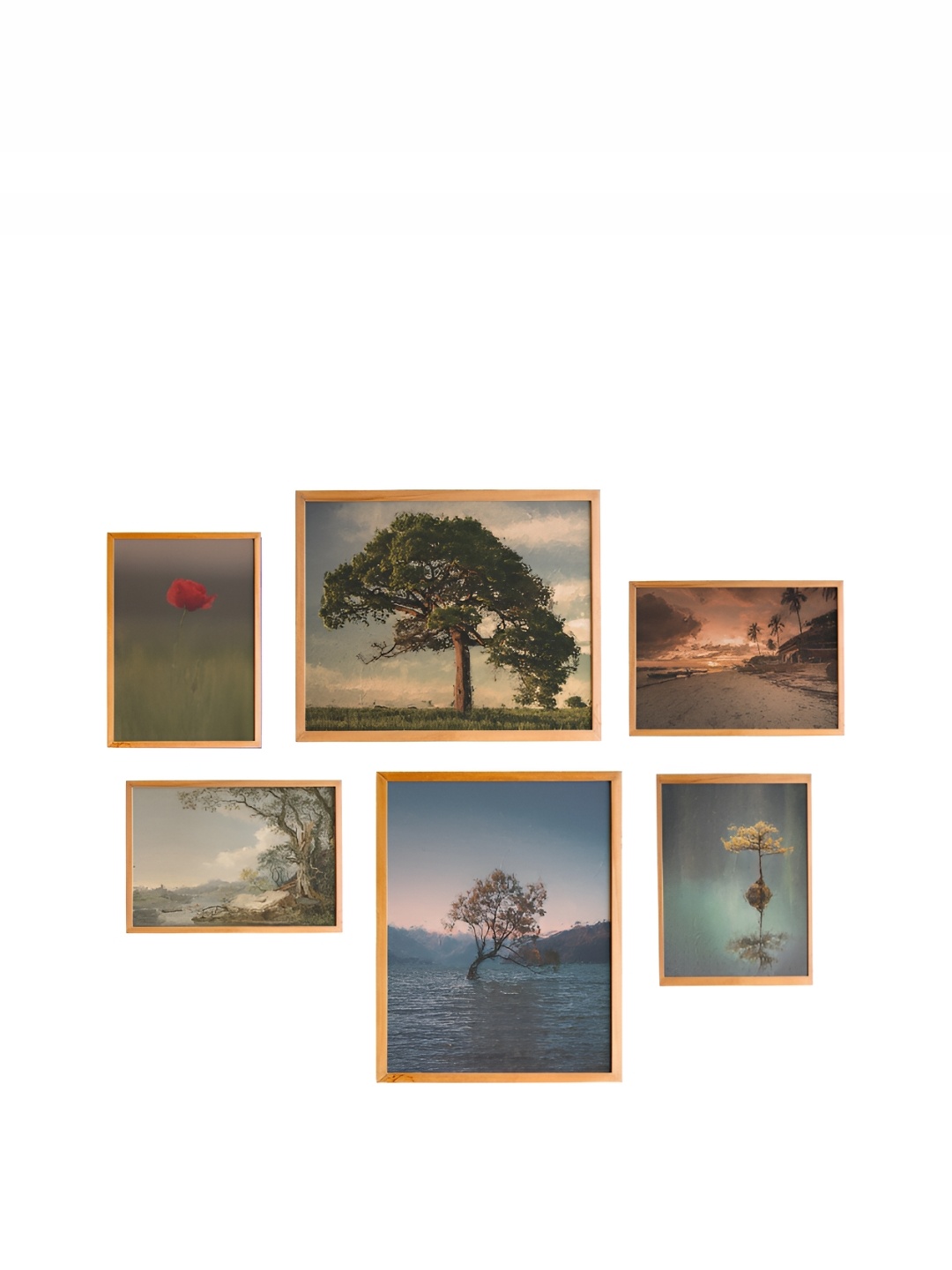 

Cadore Gifts Beige 6 Pieces Synthetic Wood Vintage Wall Arts