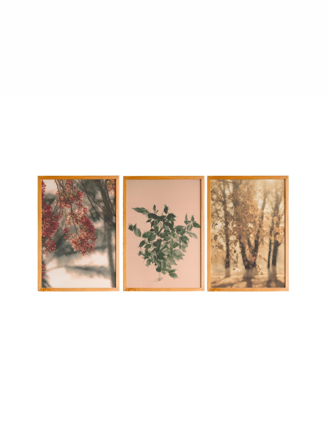 

Cadore Gifts Vintage Beige 3 Pieces Wooden Nature Paintings Wall Art
