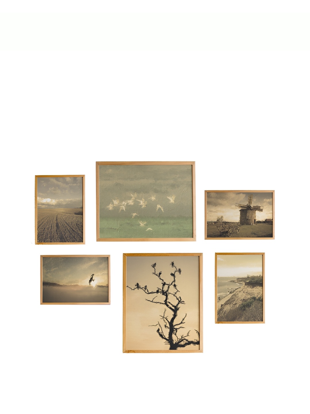 

Cadore Gifts Beige & Brown 6 Pieces Vintage Wooden Wall Art