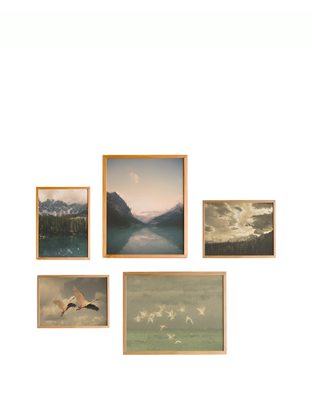 

Cadore Gifts Beige 5 Piece Synthetic Wooden Painting Wall Art