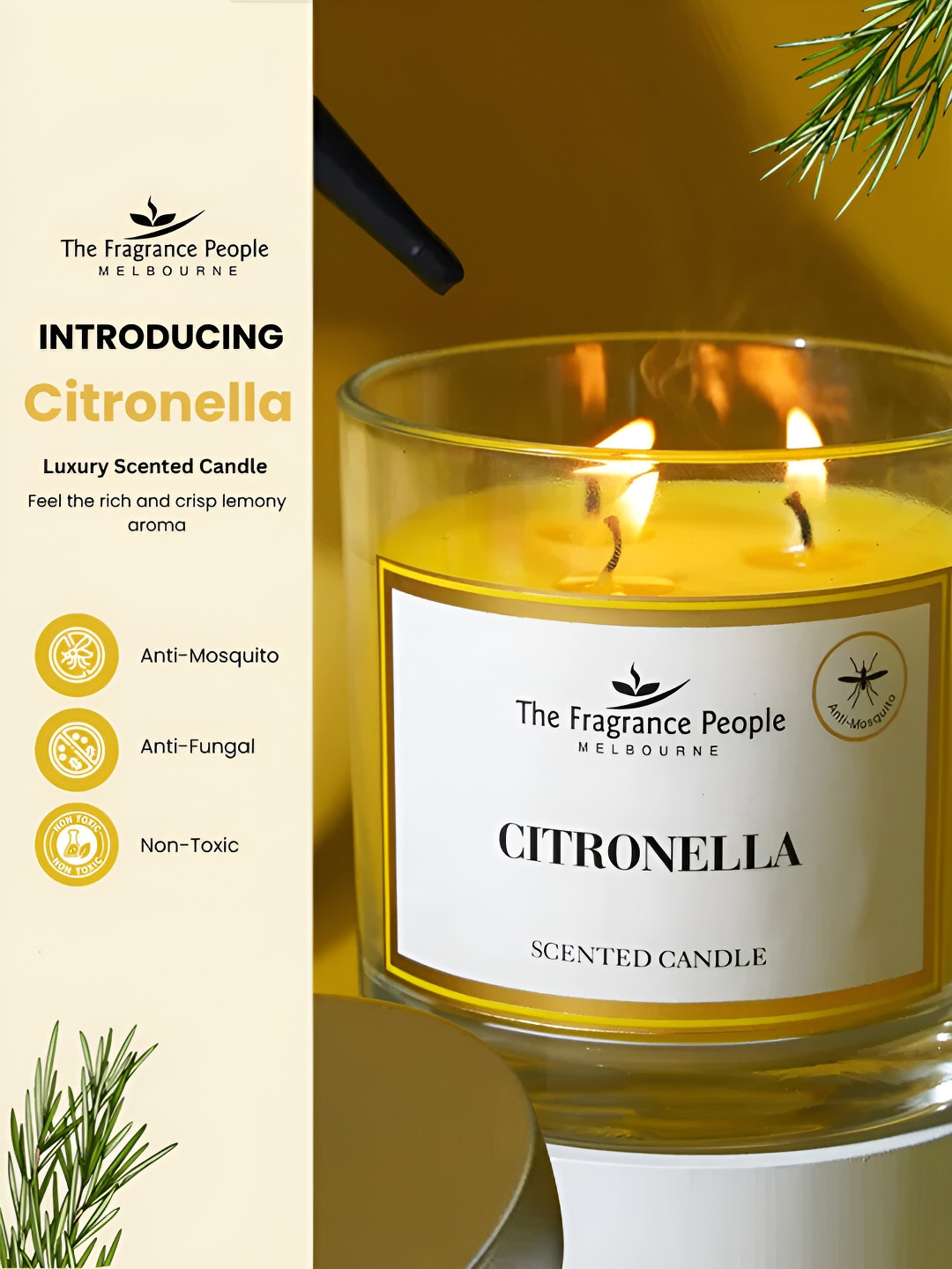 

The Fragrance People Yellow Scented Jar Candle With Lid