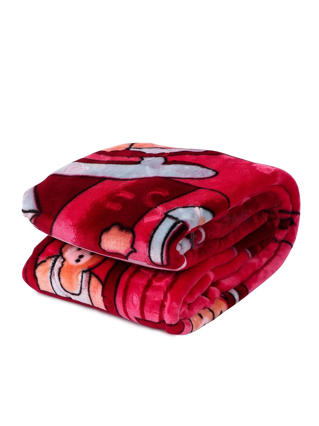 

Butterthief Red & White Cartoon Characters Mink Heavy Winter Single Bed Blanket