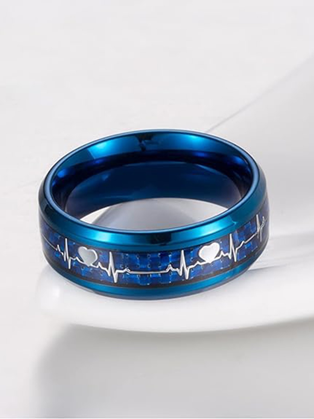 

MEENAZ Men Silver-Plated Band Thumb Finger Ring, Blue
